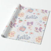 Hallo! Meisjes dingen patroon Cadeaupapier (Uitgerold)