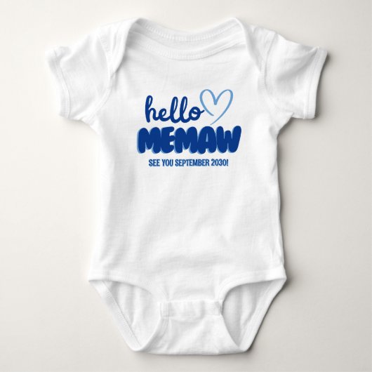 Hallo Memaw Baby Onthulling Aankondiging Romper (Voorkant)