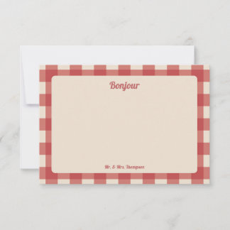Hallo meneer en mevrouw rood geruit patroon bedankkaart