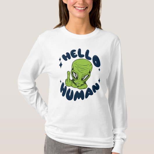 Hallo mens grappige Alien T-shirt (Voorkant)