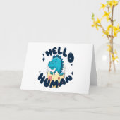 hallo mens grappige Dinosaur Kaart (Gele Bloem)