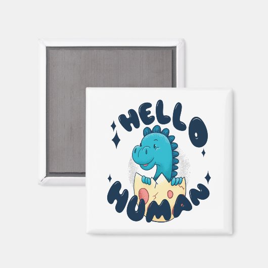 hallo mens grappige Dinosaur Magneet (Voorkant / Achterkant)