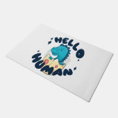 Hallo mens grappige dinosaurus deurmat (Schuin)