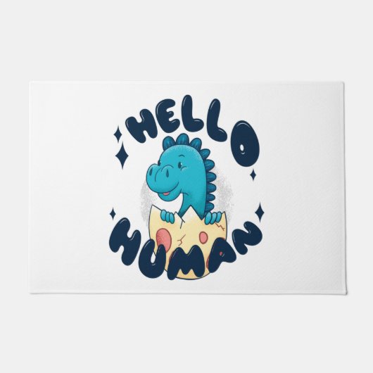 Hallo mens grappige dinosaurus deurmat (Voorkant)