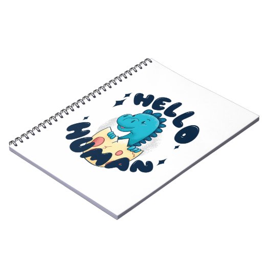 Hallo mens grappige dinosaurus notitieboek (Linkerzijde)