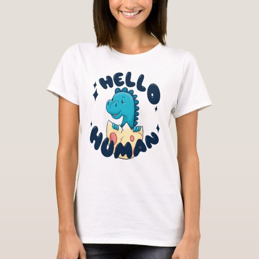 Hallo mens grappige dinosaurus t-shirt (Voorkant)