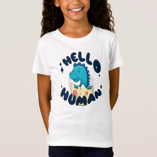 Hallo mens grappige dinosaurus t-shirt (Voorkant)