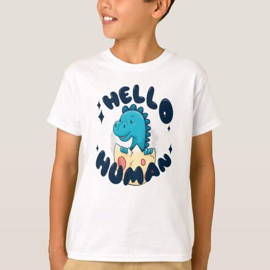 Hallo mens grappige dinosaurus t-shirt (Voorkant)