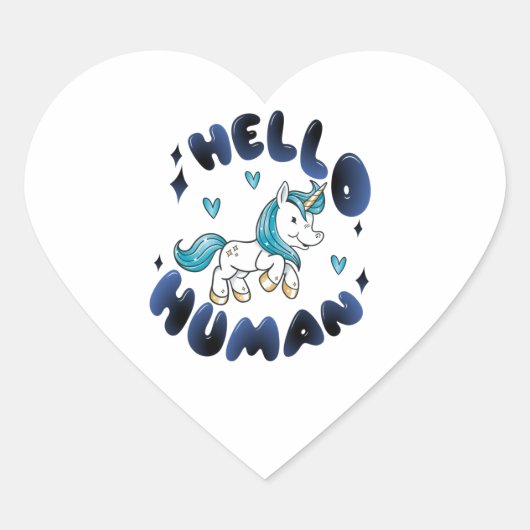 hallo mens Lovely Unicorn Hart Sticker (Voorkant)