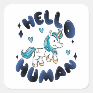 hallo mens Lovely Unicorn Vierkante Sticker