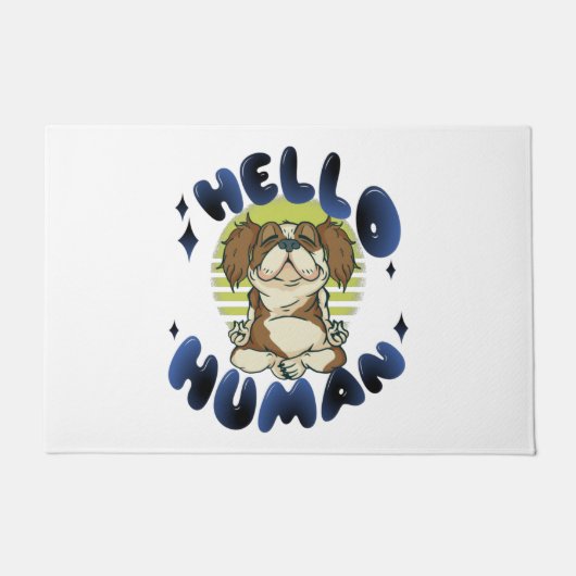 hallo mens Meditatie-yogahond Deurmat (Voorkant)