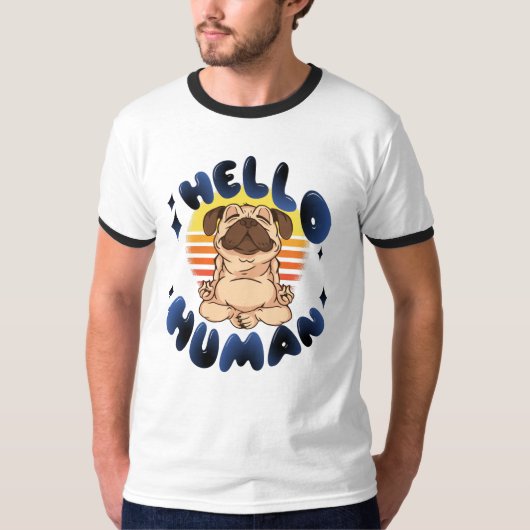 hallo mens Meditatie-yogahond T-shirt (Voorkant)