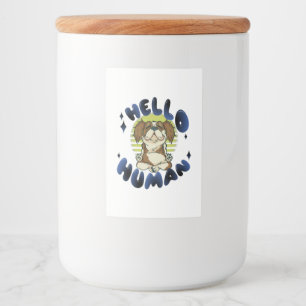 hallo mens Meditatie-yogahond Voedselcontainer Etiket
