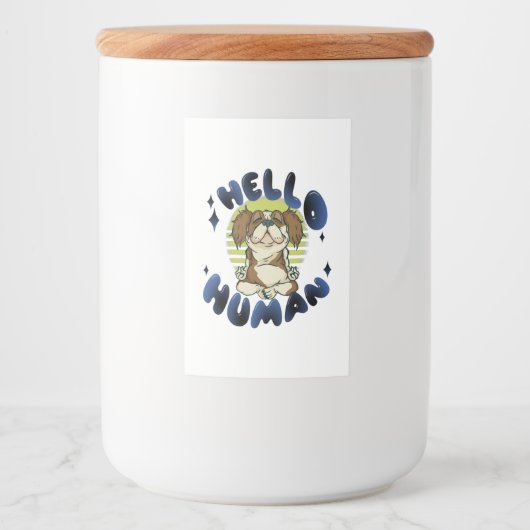 hallo mens Meditatie-yogahond Voedselcontainer Etiket (Voorkant)