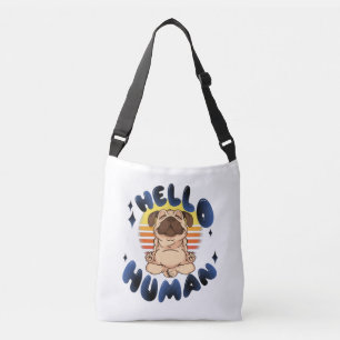 Hallo mens Mediterende yogahond Crossbody Tas