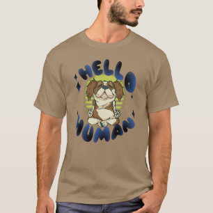 Hallo mens Mediterende yogahond T-shirt