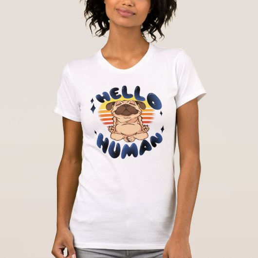 Hallo mens Mediterende yogahond T-shirt (Voorkant)