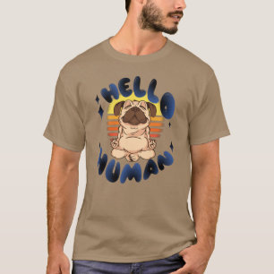 Hallo mens Mediterende yogahond T-shirt