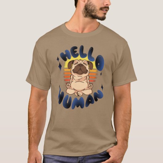 Hallo mens Mediterende yogahond T-shirt (Voorkant)