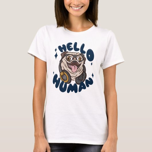 Hallo mens Moppige hond T-shirt (Voorkant)