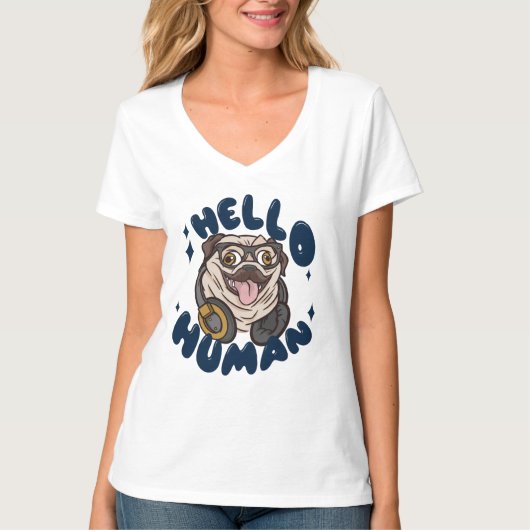 Hallo mens Moppige hond T-shirt (Voorkant)