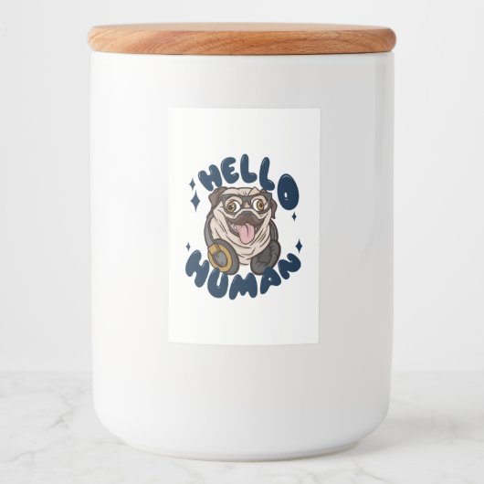 Hallo mens Moppige hond Voedsetiket Voedselcontainer Etiket (Voorkant)