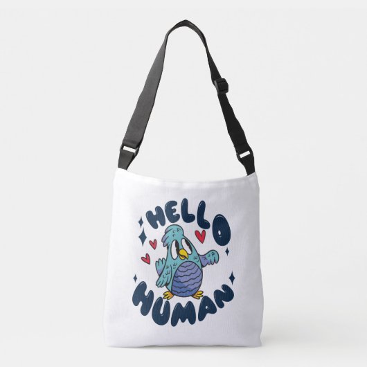 Hallo menselijke lieve vogel crossbody tas (Voorkant)