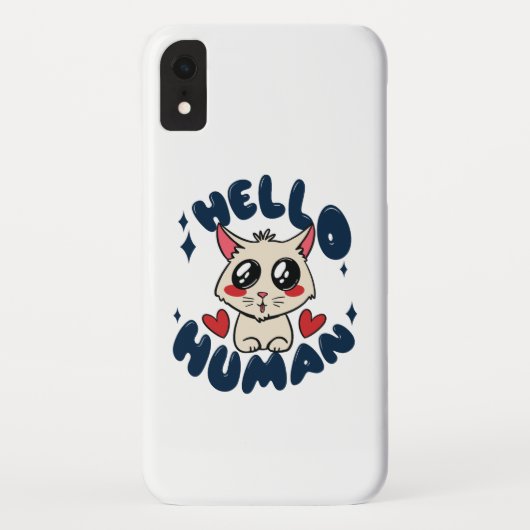 Hallo menselijke Moppige Kat Case-Mate iPhone Case (Achterkant)