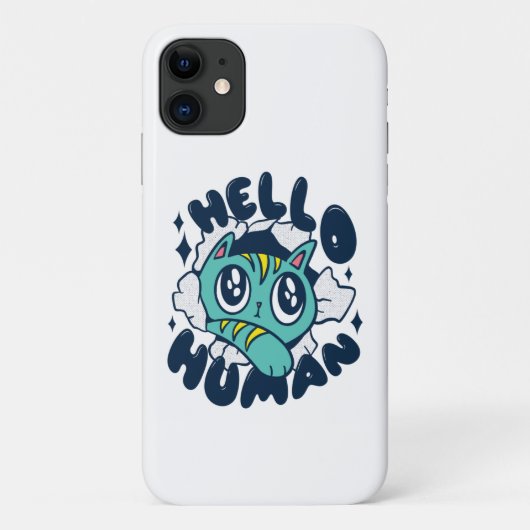 Hallo menselijke Moppige Kat Case-Mate iPhone Case (Achterkant)