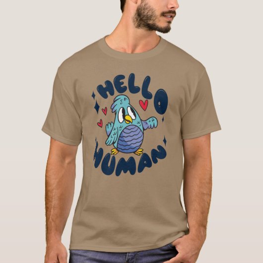 Hallo menselijke schattige vogel t-shirt (Voorkant)