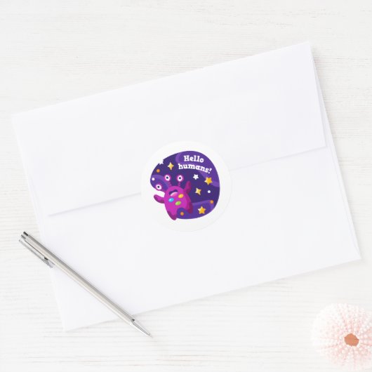 Hallo mensen ronde sticker (Envelop)