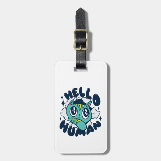 Hallo mensje Cute Cat Bagagelabel (Voorkant verticaal)