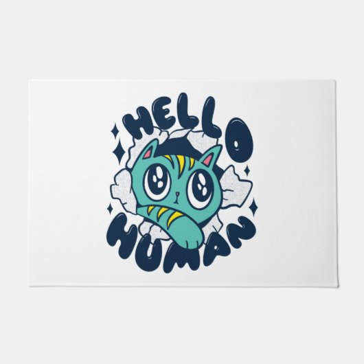 Hallo mensje Cute Cat Deurmat (Voorkant)