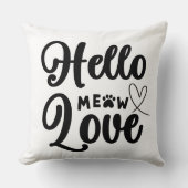 Hallo Meow Liefde, Schattigee Kat Paws Hart Kussen (Voorkant)