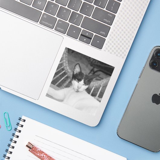 Hallo Meow... Sticker (Laptop met iPhone)