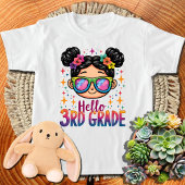 Hallo Messy Bun # 3rd Grade Girl Tie Dye Third Gra T-shirt