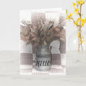 Hallo Met blaadjes in oude melkkan Kaart (Gele Bloem)