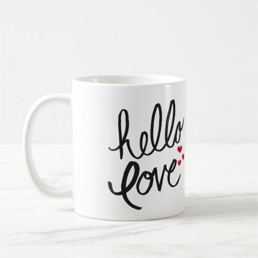 Hallo Met de hand beschilderde "Liefde" Koffie Mok (Links)