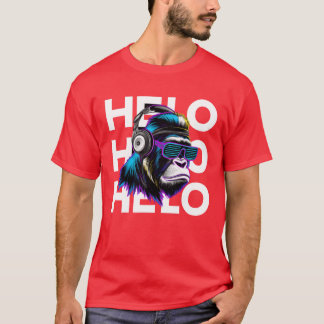 Hallo met gorilla's retro t-shirt