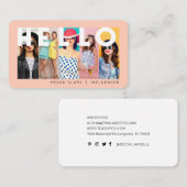 hallo met Moderne en minimale 5 foto-lay-out peach Visitekaartje (Voorkant / Achterkant)