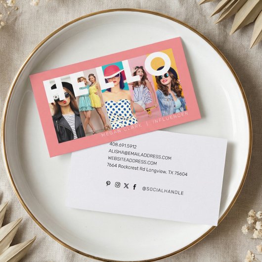 Hallo Met moderne & minimale 5 foto lay-out roze Visitekaartje