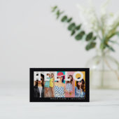 Hallo Met moderne & minimale 5 foto lay-out zwart Visitekaartje (Staand voorkant)