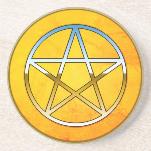 Hallo Metallic Pentacle Zandsteen Onderzetter (Voorkant)
