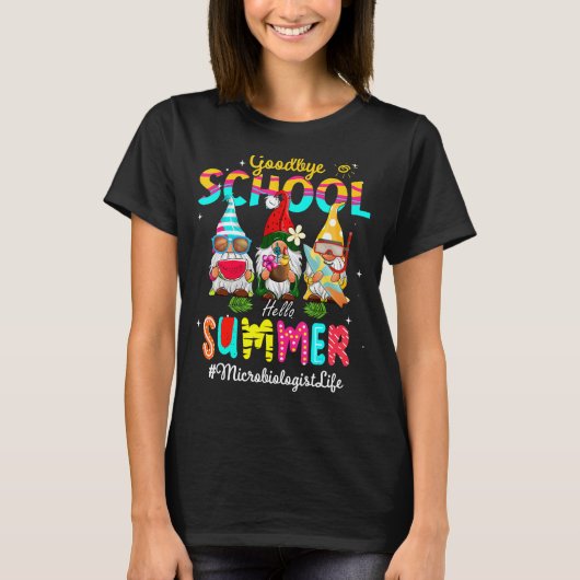 Hallo Microbioloog Gnome Goodbye School T-shirt (Voorkant)