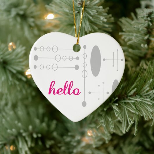 Hallo Mid-Century Modern MCM Nieuwe Home Keepsake Keramisch Ornament (Boom)