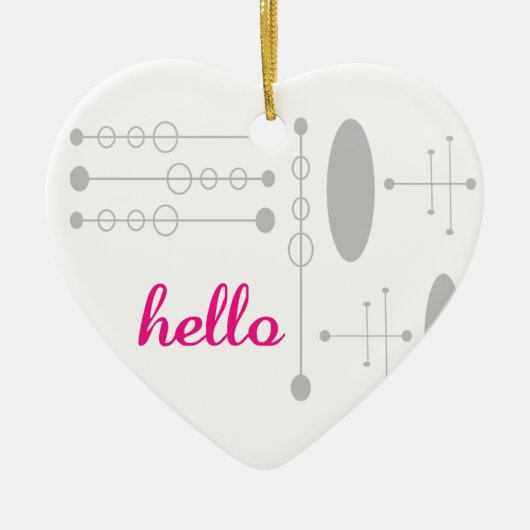 Hallo Mid-Century Modern MCM Nieuwe Home Keepsake Keramisch Ornament (Voorkant)