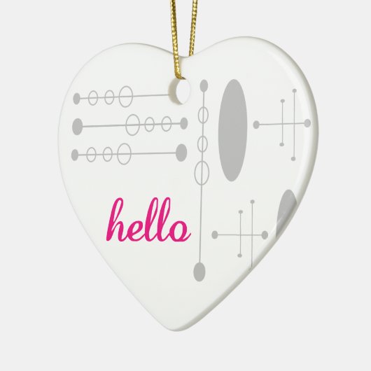 Hallo Mid-Century Modern MCM Nieuwe Home Keepsake Keramisch Ornament (Links)