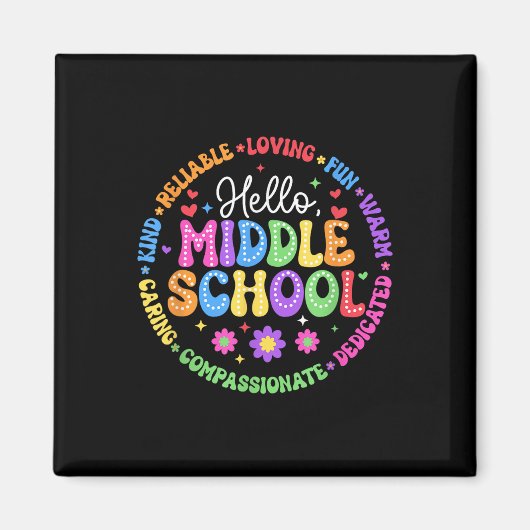 Hallo Middelbare School Team Groovy Eerste Dag Van Magneet (Voorkant)