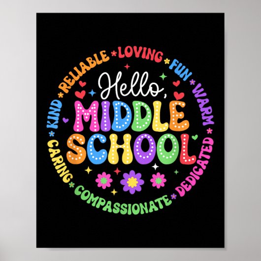 Hallo Middelbare School Team Groovy Eerste Dag Van Poster (Voorkant)