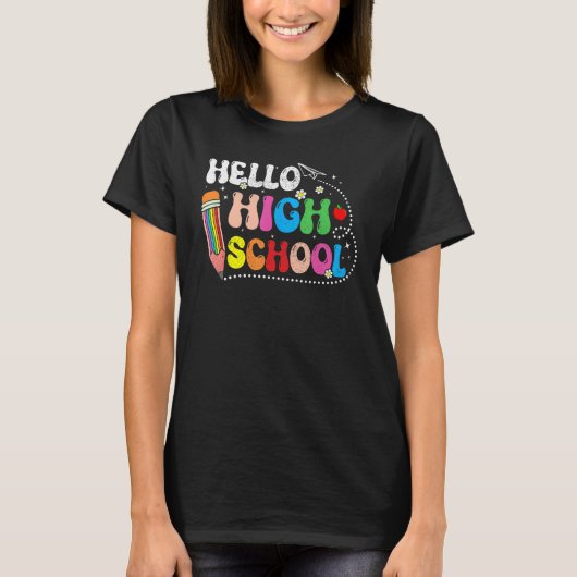 Hallo Middelbare School Team Terug naar School Tea T-shirt (Voorkant)